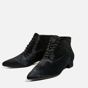 Genuine Cowhide Leather Lace Up Ankle Boots
